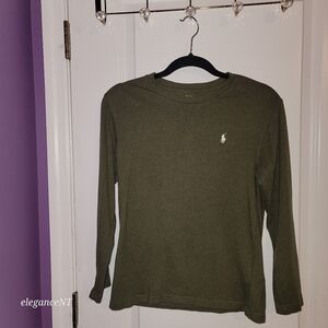 Polo  by Ralph Lauren Boy's Olive Green Long Sleeve Shirt Sz: M (10-12)